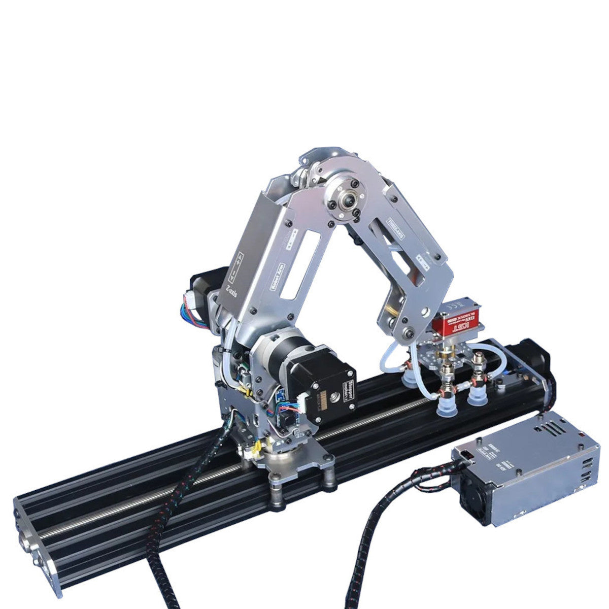 Industrial Multi Axis Robotic Arm with Micro-Stepping and Suction Cup/Stepper Motor Claw