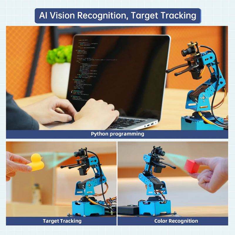 Load image into Gallery viewer, Hiwonder ArmPi mini 5DOF Vision Robotic Arm Powered by Raspberry Pi 5 Support Python, OpenCV Target Tracking for Beginners
