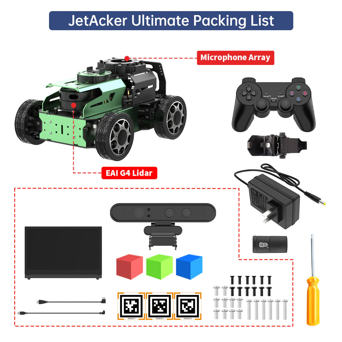 JetAcker ROS Education Robot Car with Ackerman Structure Powered by Jetson Nano
