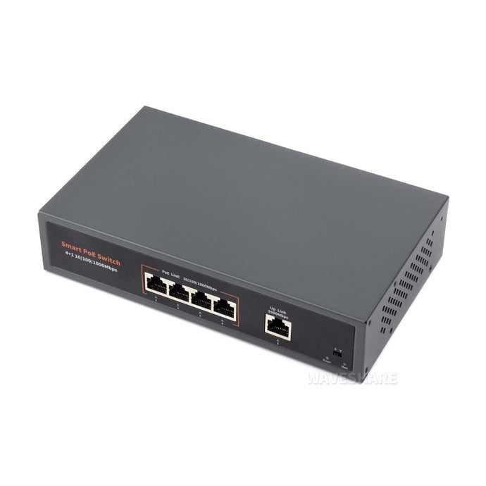 120W Gigabit Ethernet PoE Switch, 4x PoE+ Ports, Up To 30W Per Port, 802.3af/at Compliant