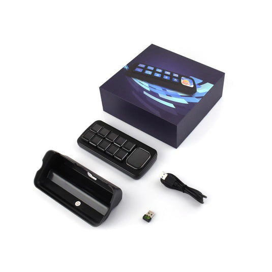 MK10 Multi-Functional AI Voice Control Panel, Onboard 10 × 0.85inch Mechanical LCD Macro Keys And A 2.01inch Secondary Screen