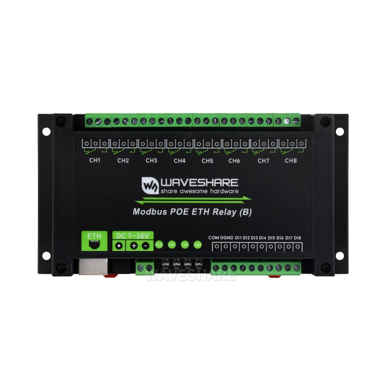 Load image into Gallery viewer, 8-ch Ethernet Relay Module (B) With Digital Input, Modbus RTU/Modbus TCP Protocol, PoE Port Communication
