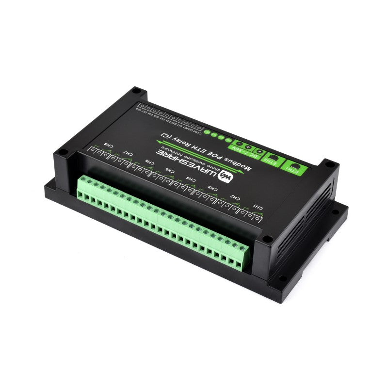 Dual Ethernet Ports 8-ch Relay Module (C), Modbus RTU Protocol, PoE Power Supply