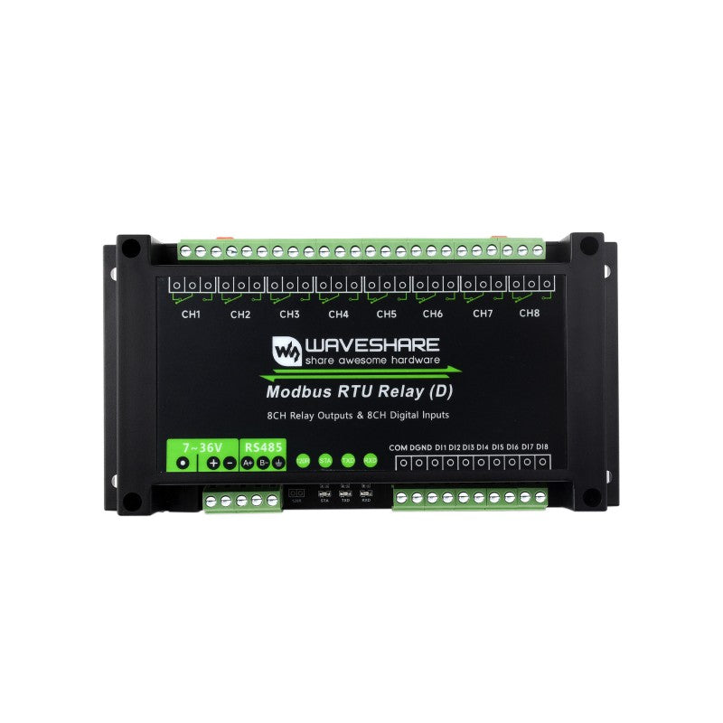 Industrial Modbus RTU 8-ch Relay Module With Digital Input and RS485 Interface, Multi Isolation Protection Circuits