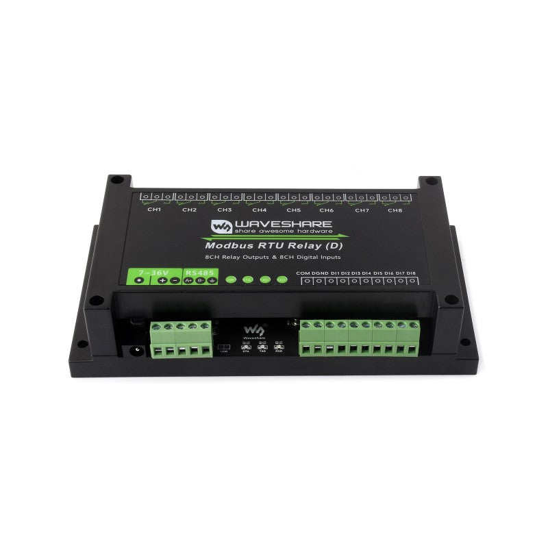 Industrial Modbus RTU 8-ch Relay Module With Digital Input and RS485 Interface, Multi Isolation Protection Circuits