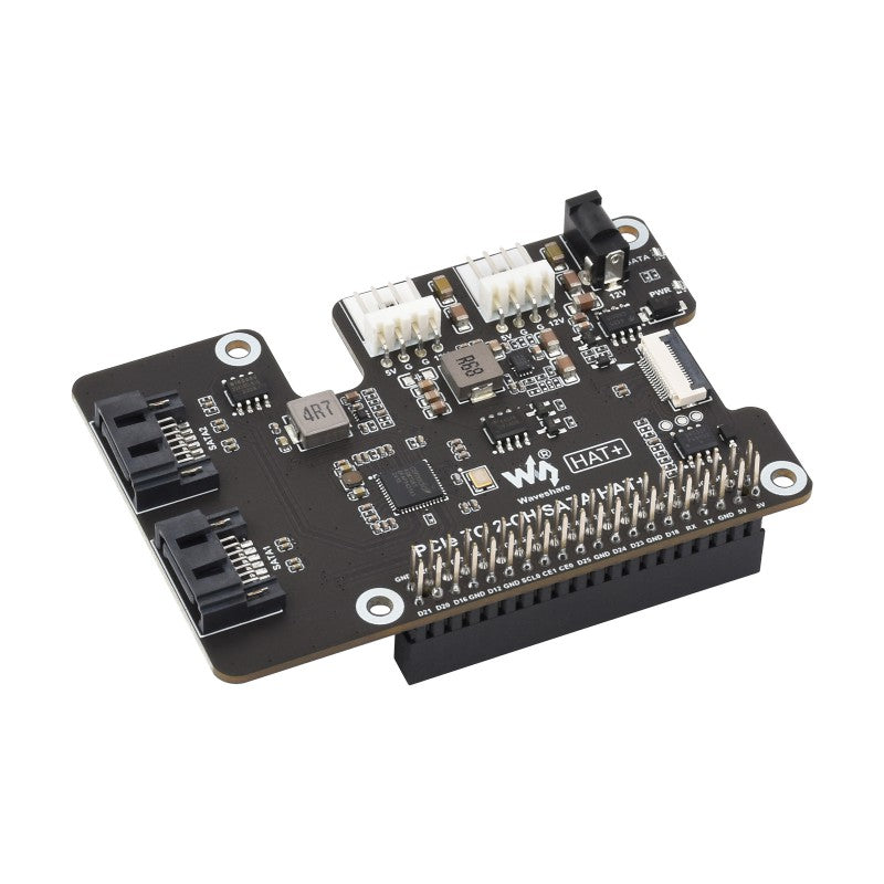 PCIe TO 2-CH SATA HAT+ For Raspberry Pi 5