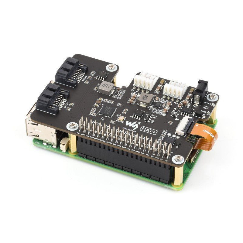 PCIe TO 2-CH SATA HAT+ For Raspberry Pi 5