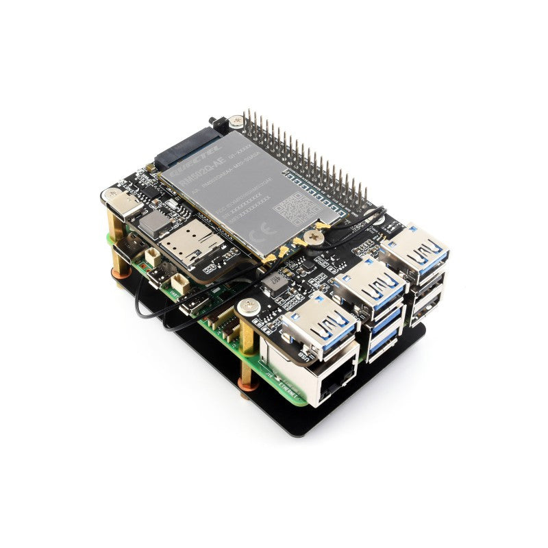 Load image into Gallery viewer, PCIe to M.2 4G/5G And USB 3.2 HAT for Raspberry Pi 5
