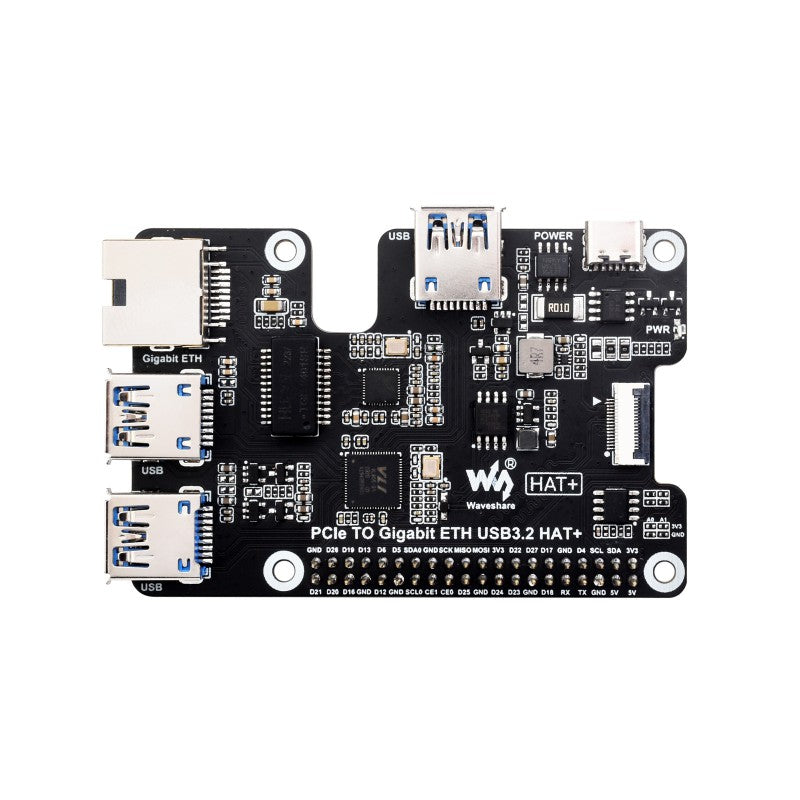 Load image into Gallery viewer, PCIe To Gigabit Ethernet And USB 3.2 Gen1 HAT For Raspberry Pi 5
