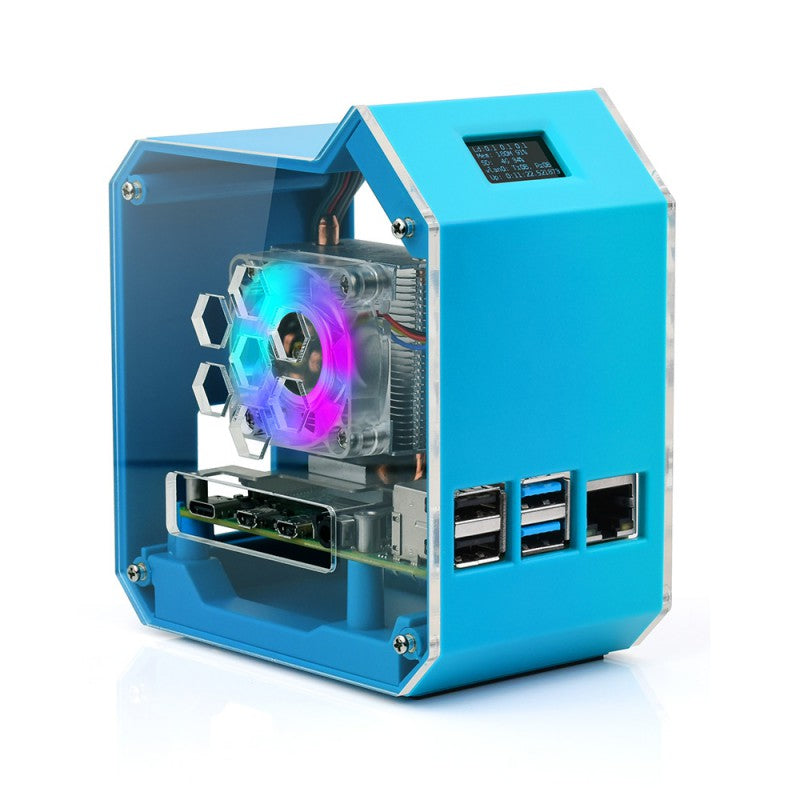 PI4B Mini Tower Acce Desktop Case with ICE Tower Cooler and 0.96