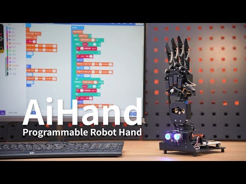Load and play video in Gallery viewer, Open-Source Robotic Hand AiHand Powered by micro:bit V2

