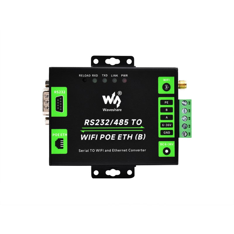Load image into Gallery viewer, Industrial Grade Serial Server RS232/485 To WiFi and Ethernet with POE, Modbus Gateway, MQTT Gateway
