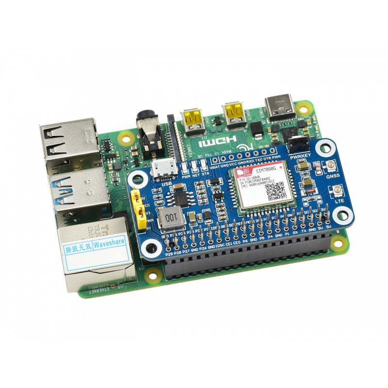 Load image into Gallery viewer, SIM7080G NB-IoT / Cat-M(eMTC) / GNSS HAT for Raspberry Pi
