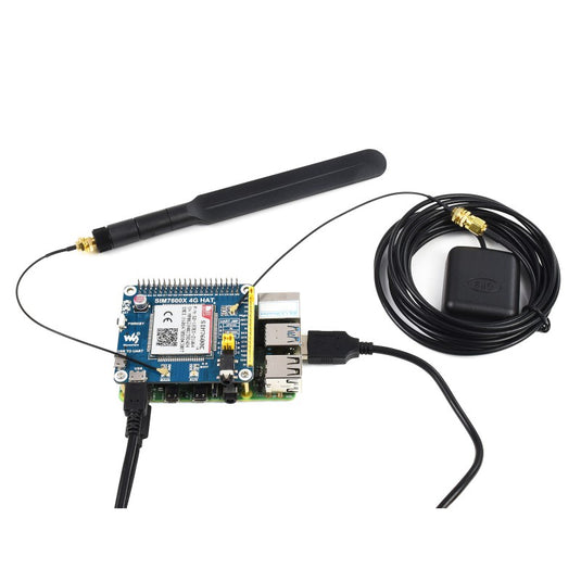 SIM7600E-H 4G HAT for Raspberry Pi, LTE Cat-4 4G / 3G / 2G, GNSS