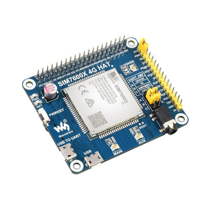 Load image into Gallery viewer, SIM7600G-H 4G HAT For Raspberry Pi, LTE Cat-4 4G / 3G / 2G Support, GNSS Positioning, Global Band
