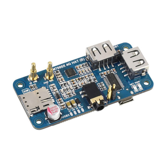 SIM7600G-H 4G HAT (B) for Raspberry Pi, LTE Cat-4 4G / 3G / 2G