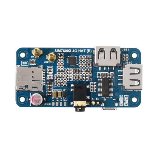 SIM7600G-H 4G HAT (B) for Raspberry Pi, LTE Cat-4 4G / 3G / 2G