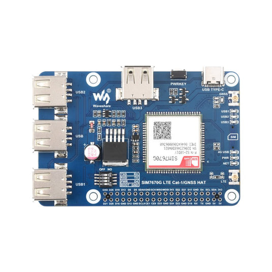 Cat-1/GNSS HAT for Raspberry Pi, Based On SIM7670G module