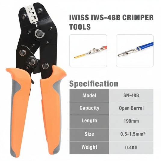 SN-48B Ratcheting Crimping Tool for Dupont, JST, and Open Barrel Terminals