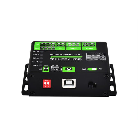 Convertisseur USB Vers UART/I2C/SPI/JTAG Multi-Interfaces – 3.3V/5V, Compatible Raspberry Pi, Windows & Linux, Boîtier Aluminium