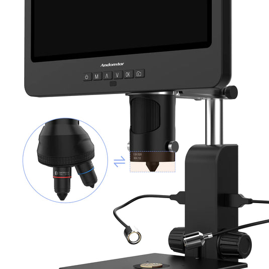 Andonstar 3 Lenses HDMI 10.1 Inch LCD Coin Digital Microscope AD249S-P