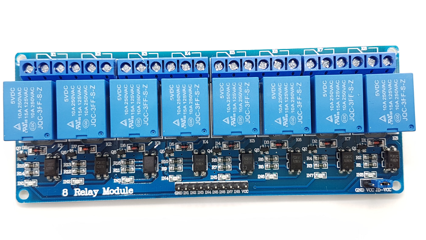 8-Channel Relay Module Board With Optocoupler