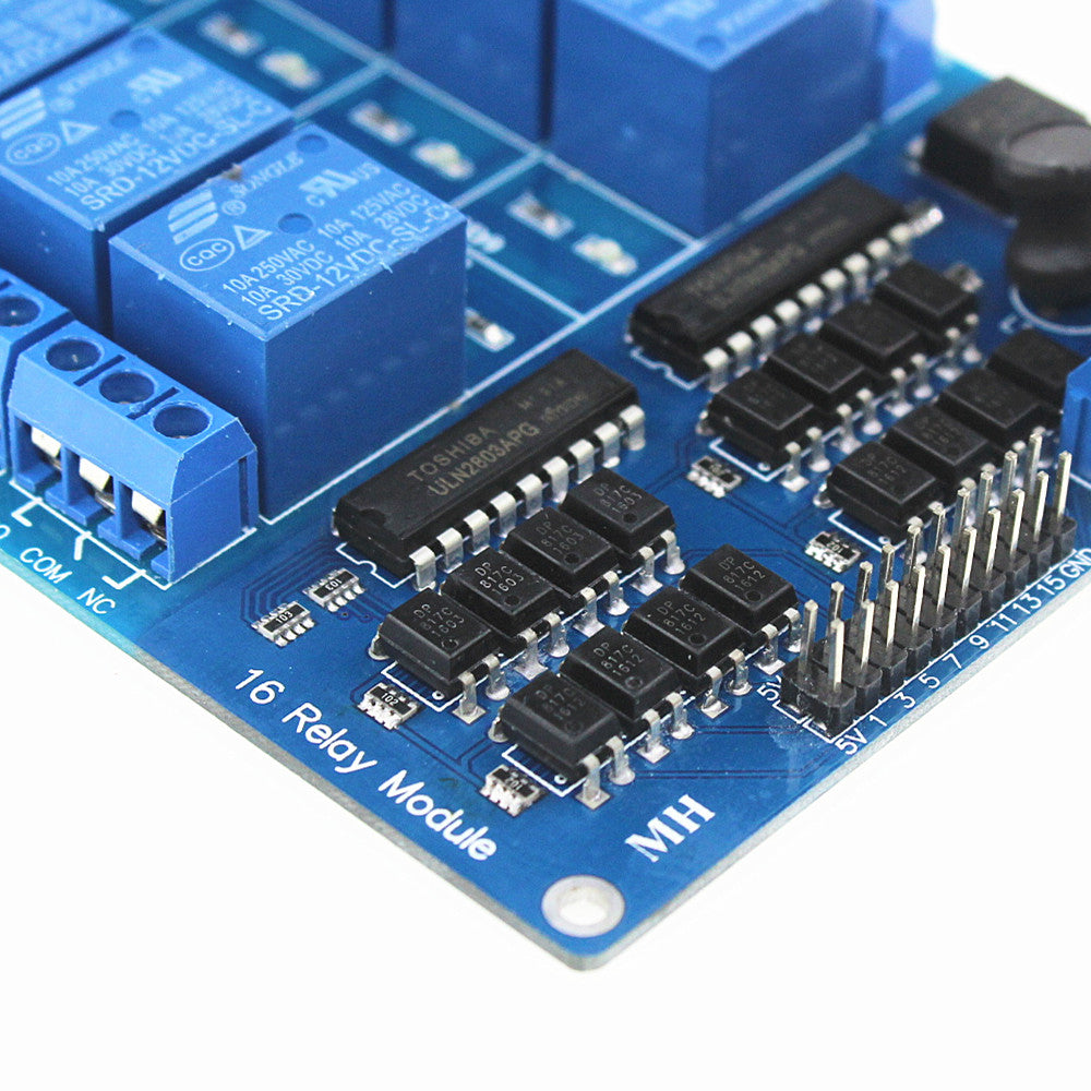16-Channel Relay Module Board With Optocoupler