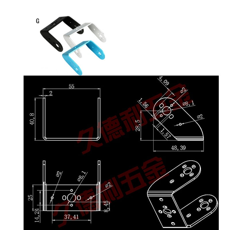MG995 / MG996R / DS3115 Standard Servo Brackets & Bearings (1 piece per pack - All black finish)