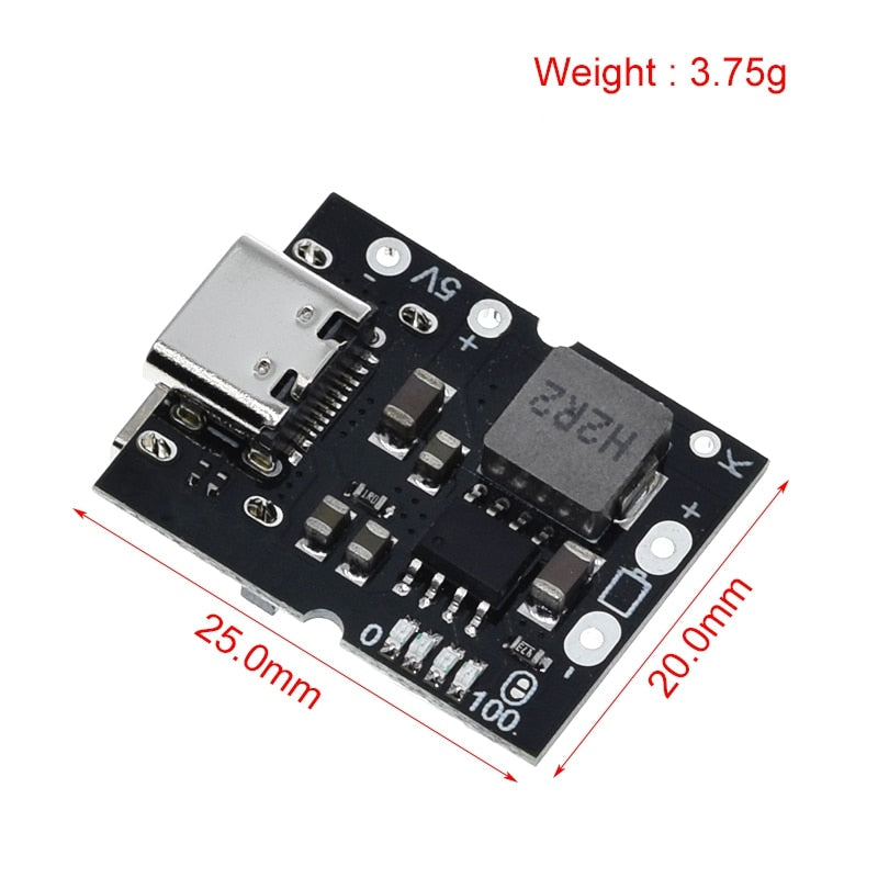  DWEII 5PCS Type-C USB 5V 2A Boost Converter Step-Up Power  Module Lithium Battery Charging Protection Board LED Display USB for DIY  Charger (no Welding Version) : Electronics