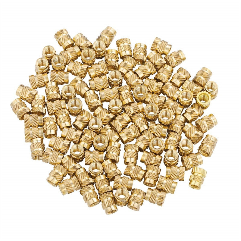 Brass Heat-Set Knurled Inserts for Plastic (Pack of 10)