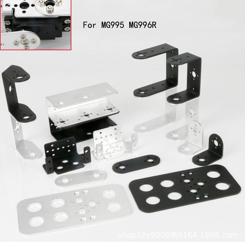 Load image into Gallery viewer, MG995 / MG996R / DS3115 Standard Servo Brackets &amp; Bearings (1 piece per pack - All black finish)
