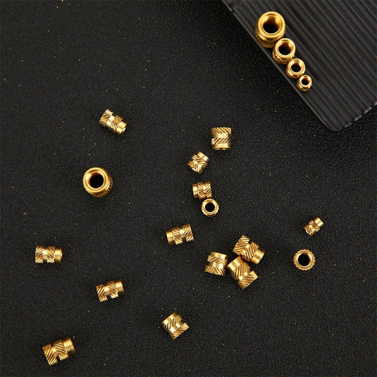 Brass Heat-Set Knurled Inserts for Plastic (Pack of 10)