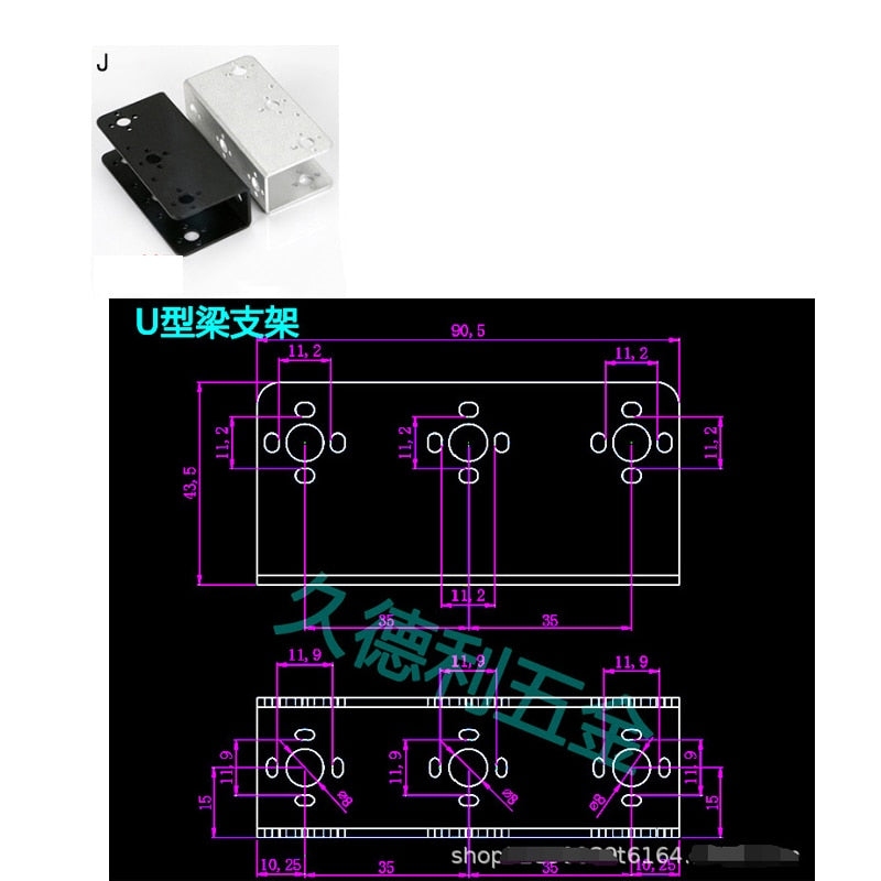 MG995 / MG996R / DS3115 Standard Servo Brackets & Bearings (1 piece per pack - All black finish)