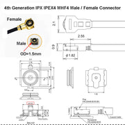U.FL IPEX 4 to SMA / RPSMA Connector Pigtail