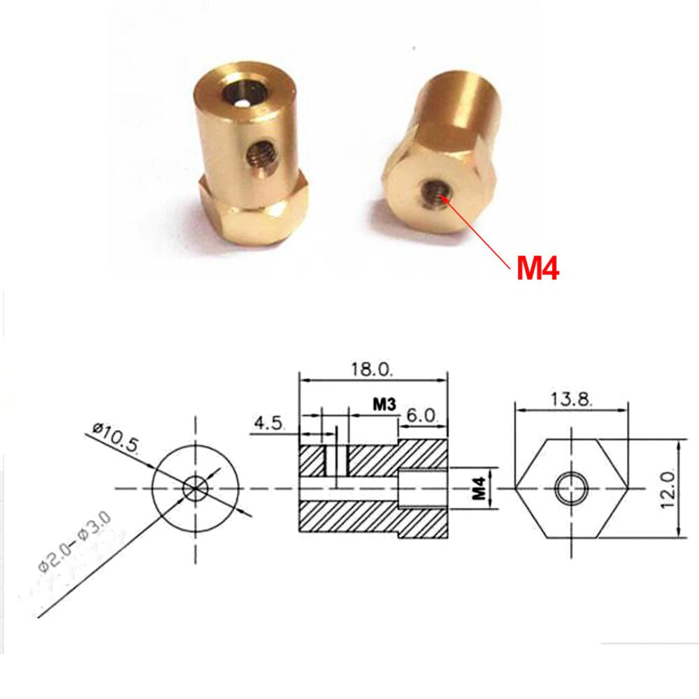 Hex Brass Motor Coupler