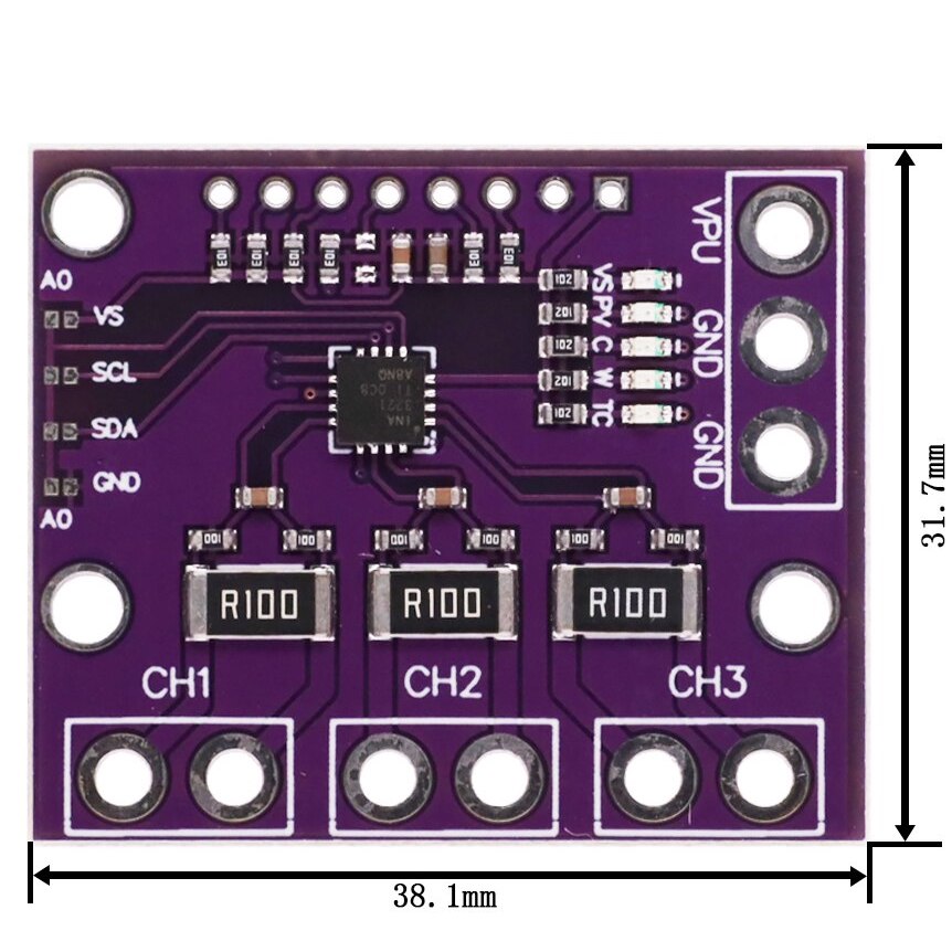 INA3221 Triple-Channel, High-Side Measurement, Shunt and Bus Voltage Monitor