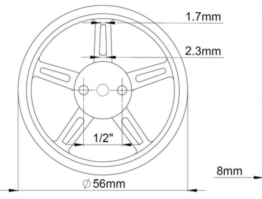 60mm Wheel for Continuous Rotation SG90 / MG90S Servos (Pack of 2)