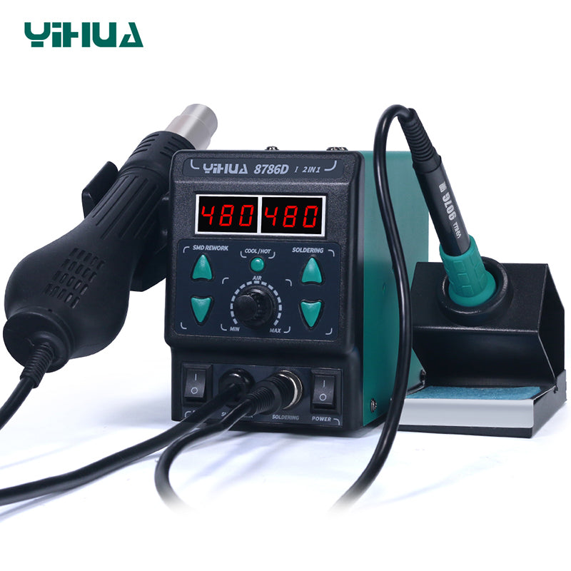 Load image into Gallery viewer, YIHUA 8786D-I 750W Hot Air Rework Station with Soldering Iron
