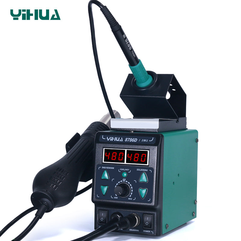 Load image into Gallery viewer, YIHUA 8786D-I 750W Hot Air Rework Station with Soldering Iron
