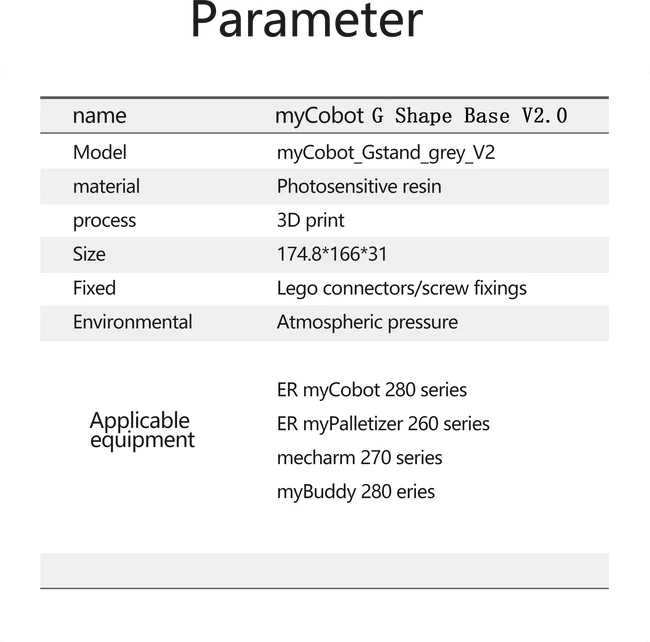 G Shape Base 2.0 For MyCobot/MyPalletizer/MechArm/MyBuddy